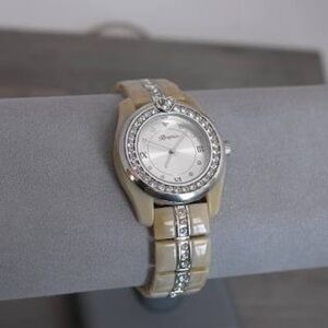 Women’s Brighton Dana Point Silver and Cream Watch with Crystal Accents